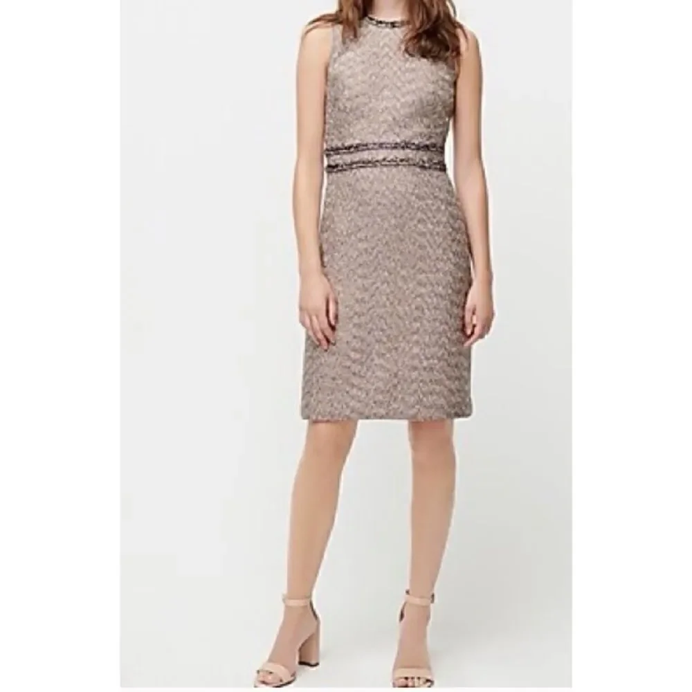 J. Crew Sheath Dress in Gold Blue Twinkle Tweed Size 0 / NWT